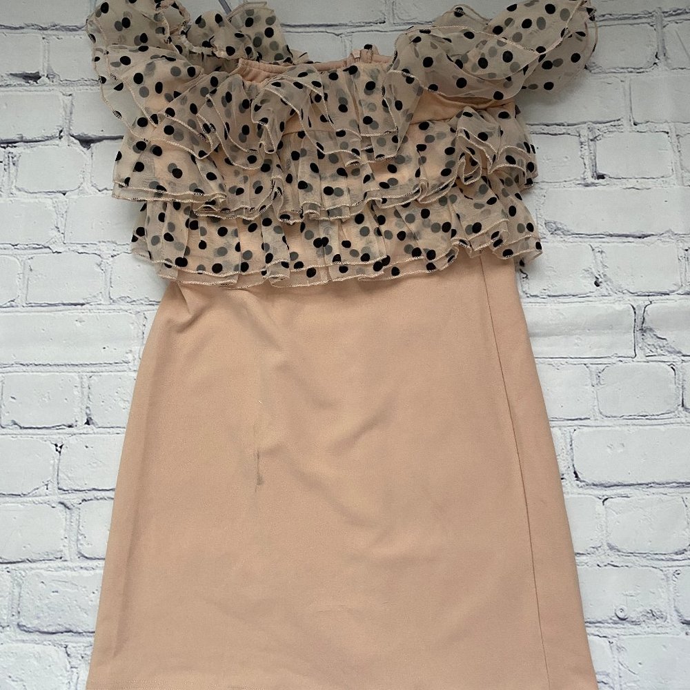 Ivivi Organza Spot Ruffle Bardot Mini Dress